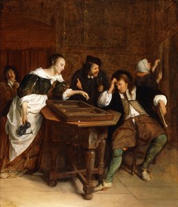 Gentlefolk Playing Backgammon in an Interior by Jan Havicksz. Steen