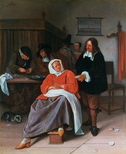 A Man Offering an Oyster to a Woman by Jan Havickszoon Steen