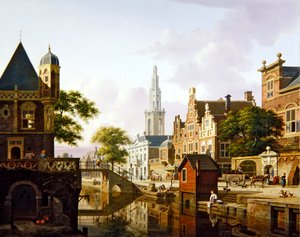 A Dutch town along a canal