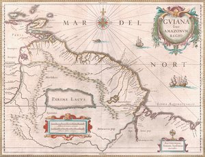 Map of the Guiana Region circa 1649 by Jan Janssonius