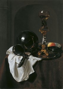 Still Life with Glass of Wine and Pewter Jug by Jan Jansz. Treck
