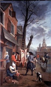 Outside the Butcher (One of a Series of Four) by Jan Josef the Younger Horemans