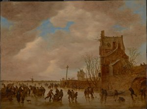 Ice Pleasures in Front of a Bridge Tower