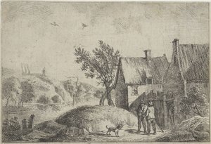Two Men with a Dog in a Landscape