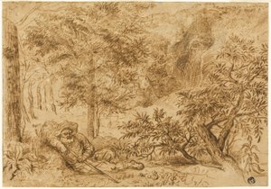 Landscape with Shepherd Sleeping under Tree by Jan Lievens