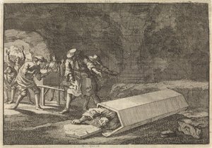 Funeral Attendants in Rome Discover Antonio Marlini Was Buried Alive, 1696 by Jan Luyken