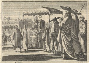 Christian IV, King of Denmark, Dressed as a Pope, Imitating a Procession with His Courtiers, 1596 by Jan Luyken