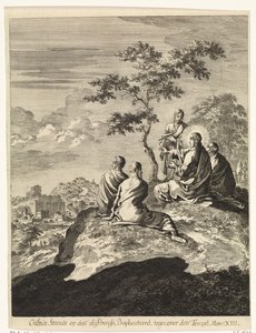 Christ Speaks with Peter, James, John, and Andrew on the Mount of Olives by Jan Luyken