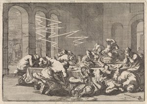 In the Polish Village of Perzyn, 23 People Die from a Lightning Strike During a Baptismal Feast, 1676 by Jan Luyken
