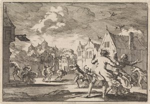 Villagers Near Luchow Castle in Lüneburg Overwhelmed by a Whirlwind, 1671