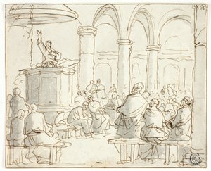 Man Preaching to Congregation by Jan Luyken