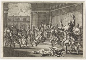 Riot and Struggle in the Temple at Jerusalem by Jan Luyken