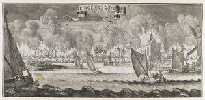 View of the village of Durgerdam, near Amsterdam, during the fire of 1687