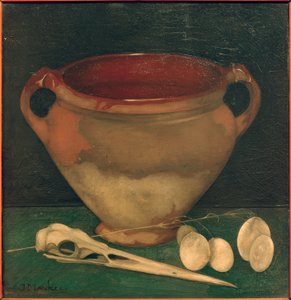 Stoneware Pot with Heron