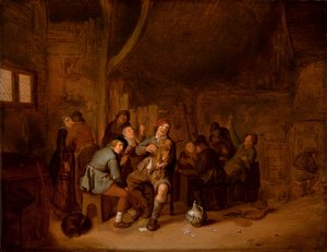 Figures Smoking and Playing Music in an Inn by Jan Miense Molenaer