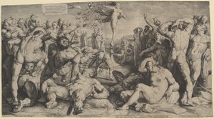 Fortune Distributing her Gifts by Jan Muller, after Cornelis Cornelisz van Haarlem