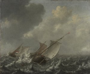 Vessels on a Choppy Sea, 1620s by Jan Porcellis
