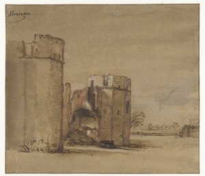 View of Kasteel Honingen near Rotterdam by Jan Ruyscher (attributed to)
