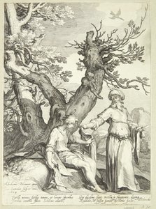 Ahijah Tears His Cloak into Twelve Pieces and Shows Ten to Jeroboam by Jan Saenredam