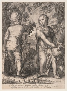 Autumn (Boy and Girl Harvesting Fruit), from The Four Seasons by Jan Saenredam