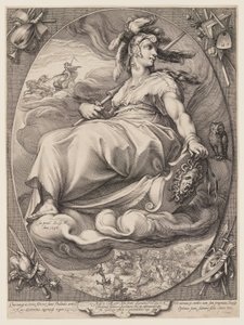 Pallas Athena, from Three Goddesses Seated in the Clouds by Jan Saenredam