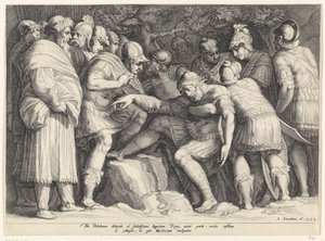 Scipio Carried by His Sons from the Battlefield by Jan Saenredam