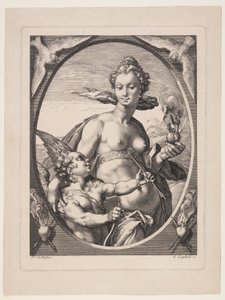 Venus and Amor, from Three Pagan Gods or Goddesses by Jan Saenredam