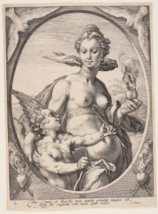 Venus and Amor, from Three Pagan Gods or Goddesses by Jan Saenredam