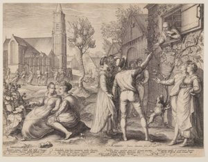 Young Couples Celebrating and Dancing by Jan Saenredam