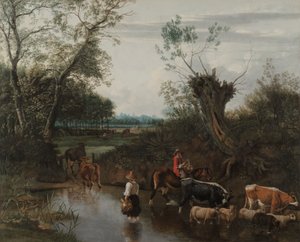 Peasants Crossing a Stream by Jan Siberechts