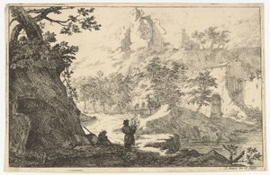 Landscape with Ruins of a Castle on a Hill, early 18th century
