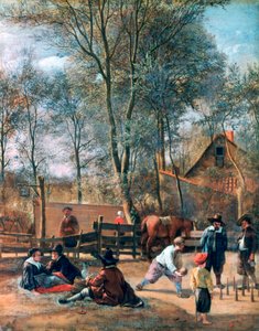 Skittle Players outside an Inn, c1660