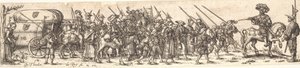 Troops of Soldiers, Foremost an Officer on Horseback by Jan Theodor de Bry