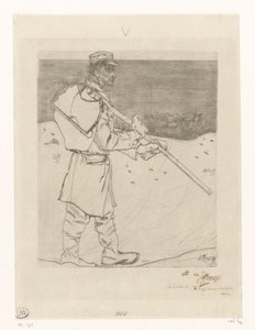 Shell Fisherman with Net on the Beach at Katwijk aan Zee by Jan Toorop (signed by artist)