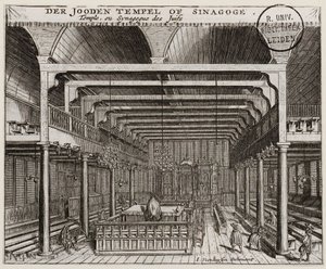 Interior of the Portuguese Synagogue in Amsterdam by Jan Veenhuysen