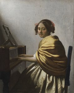 A Young Woman seated at a Virginal by Jan Vermeer van Delft