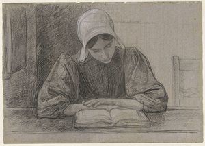 Reading Girl with Cap by Jan Veth