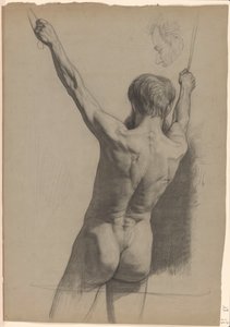 Standing Male Nude with Raised Arms, Seen from the Back by Jan Veth