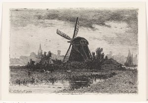 Landscape with Mill by Johannes Martinus Vrolijk