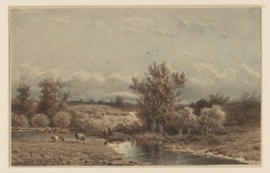 Landscape with River and Cows by Johannes Martinus Vrolijk