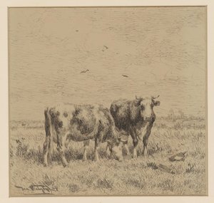 Two Cows in a Meadow by Johannes Martinus Vrolijk