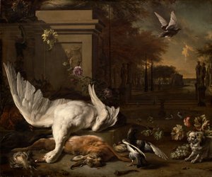 Still Life with Swan and Game before a Country Estate by Jan Baptist Weenix