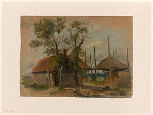 Farmhouse with Two Haystacks by Jan Weissenbruch