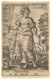 Justice, an Allegorical Figure Holding a Balance in Her Left Hand and a Sword in Her Right, 1579 by Jan Wierix