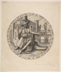 The Rich Man Playing Violin on a Jaw Bone, ca. 1568 by Jan Wierix