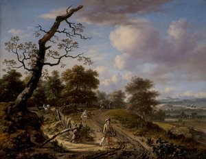A Hilly Landscape with a Hawking Party by Jan Wijnants