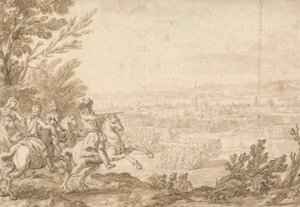 Commander with Aides on Horseback Directing a Battle by Jan Wyck
