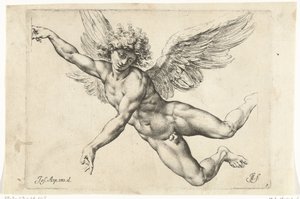 Study for a Naked, Flying Angel by Jan de Bisschop