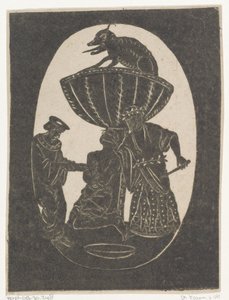 Silhouette of Two Men with a Blindfolded Prisoner by Jan de Ridder