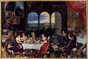The taste, the hearing and the touch. Allegory of the five senses